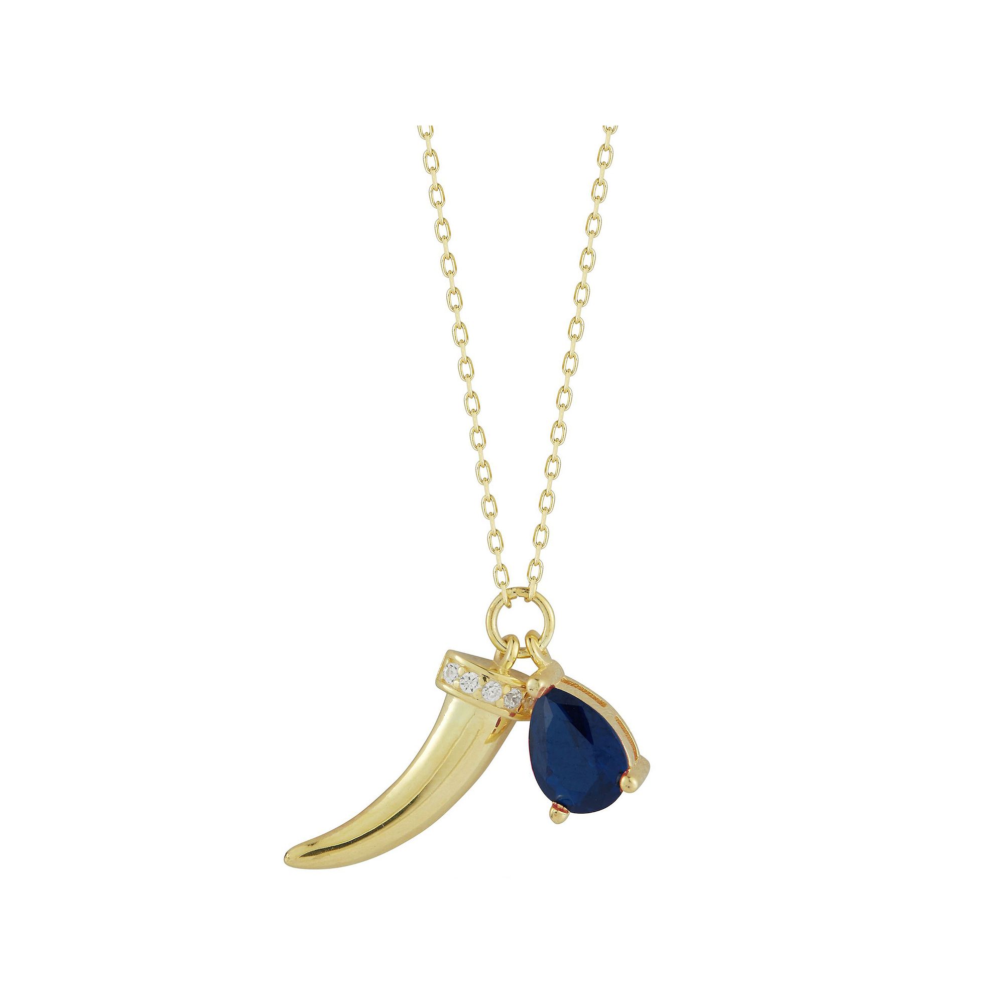Sunkissed Sterling Cubic Zirconia Horn Charm Necklace, Womens, Size: 18