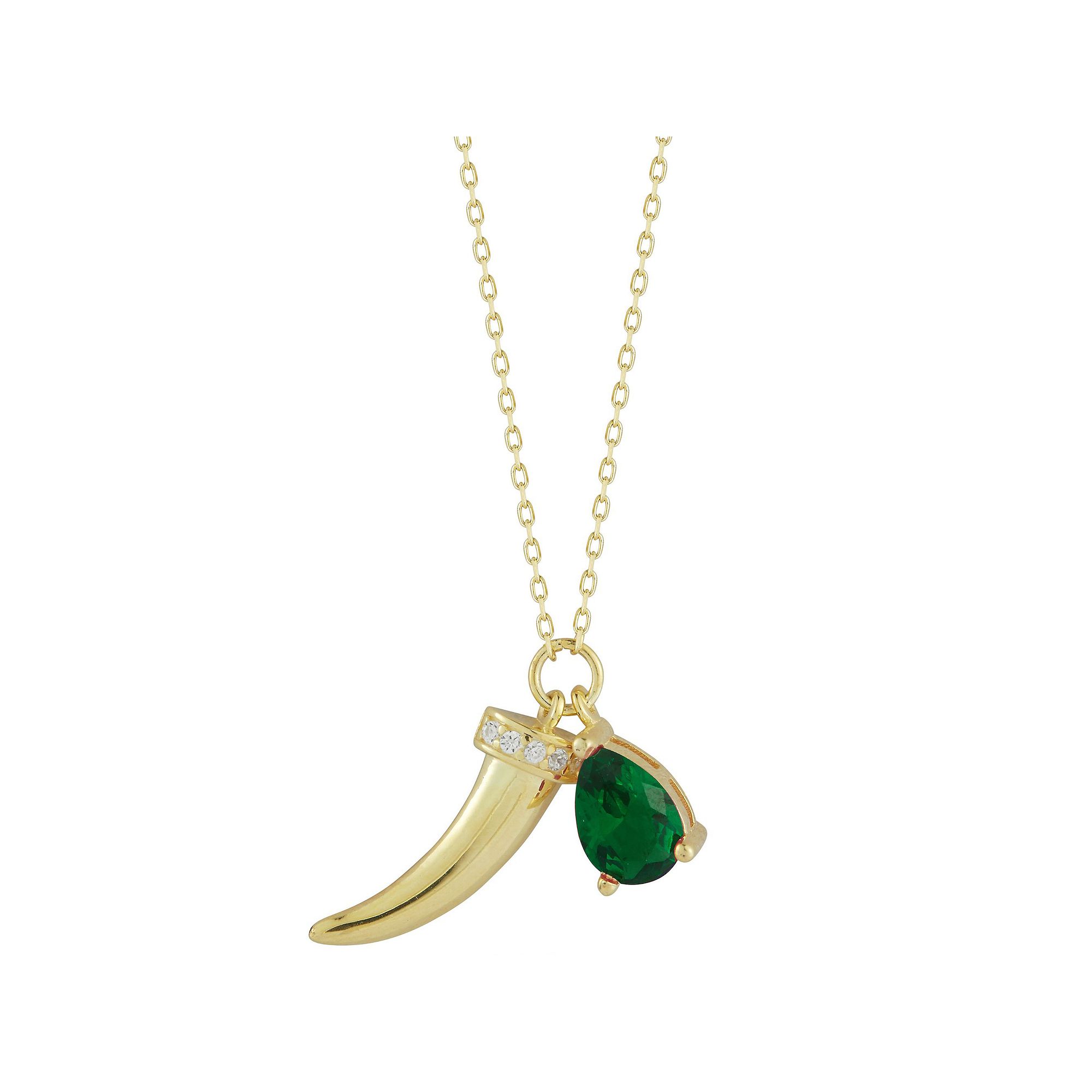 Sunkissed Sterling Cubic Zirconia Horn Charm Necklace, Womens, Size: 18