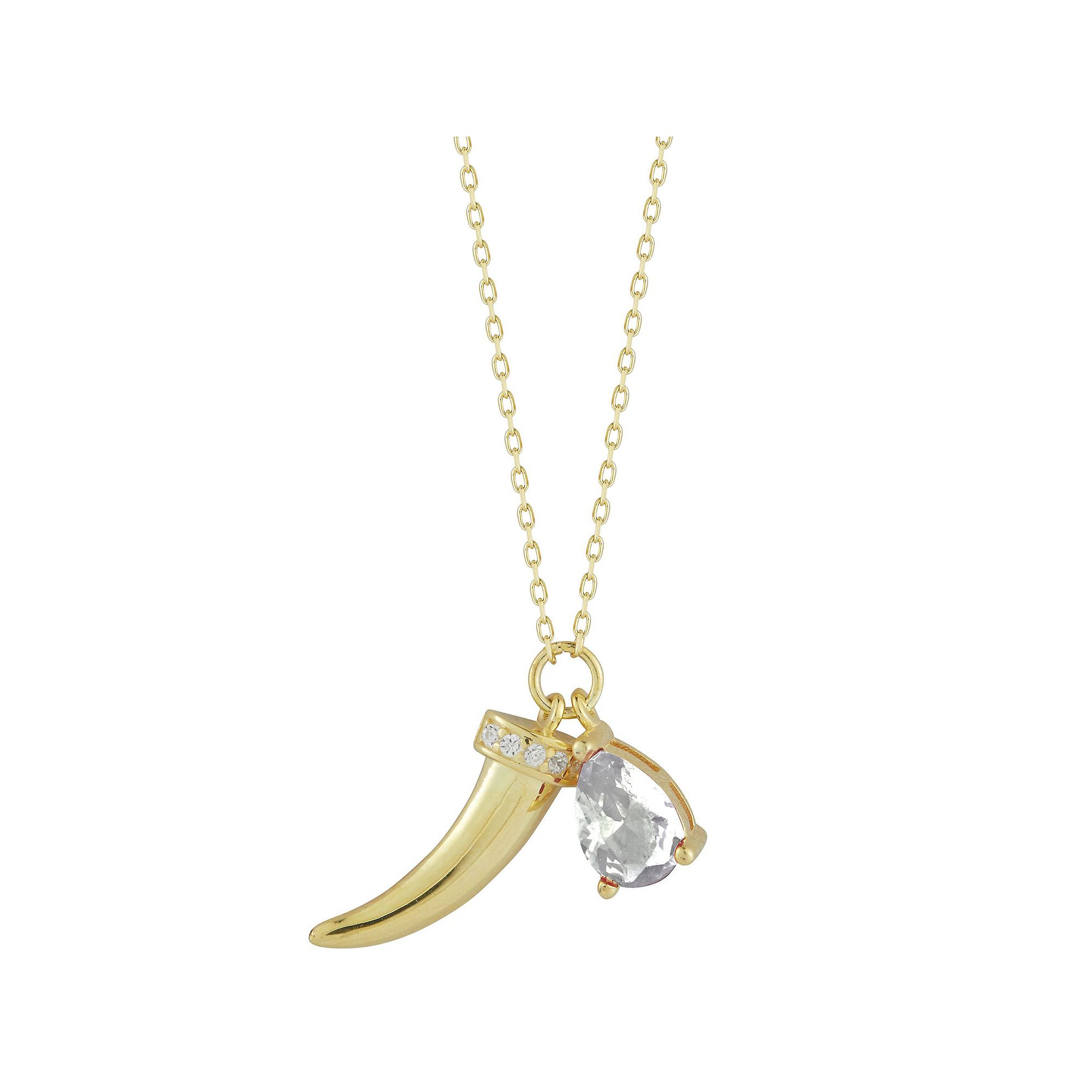 Sunkissed Sterling Cubic Zirconia Horn Charm Necklace, Womens, Size: 18