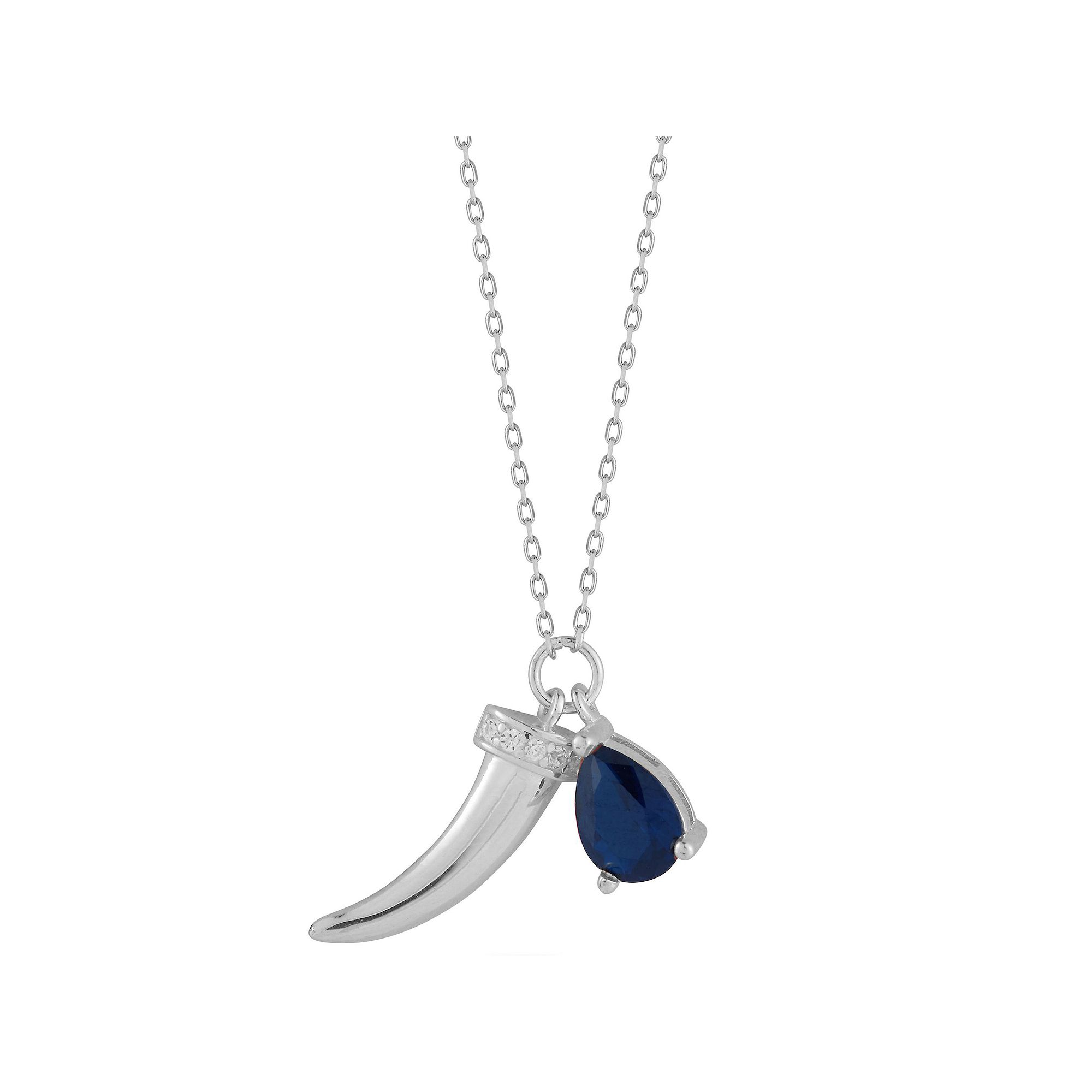 Sunkissed Sterling Cubic Zirconia Horn Charm Necklace, Womens, Size: 18