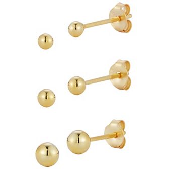 Sunkissed Sterling Sterling Silver Polished Ball Stud Earrings Set