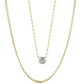 Sunkissed Sterling Cubic Zirconia Double Strand Necklace