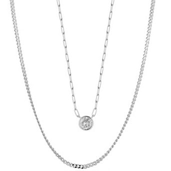 Sunkissed Sterling Cubic Zirconia Double Strand Necklace