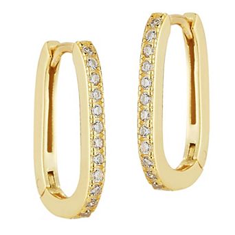 Sunkissed Sterling Cubic Zirconia Square Oval Huggie Hoop Earrings