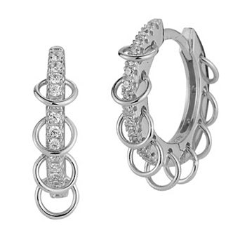 Sunkissed Sterling Cubic Zirconia Multi-Ring Huggie Hoop Earrings