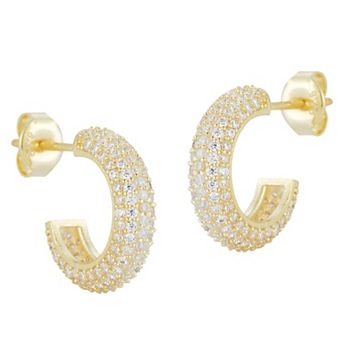 Sunkissed Sterling Pave Cubic Zirconia Huggie Hoop Earrings