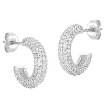 Sunkissed Sterling Pave Cubic Zirconia Huggie Hoop Earrings