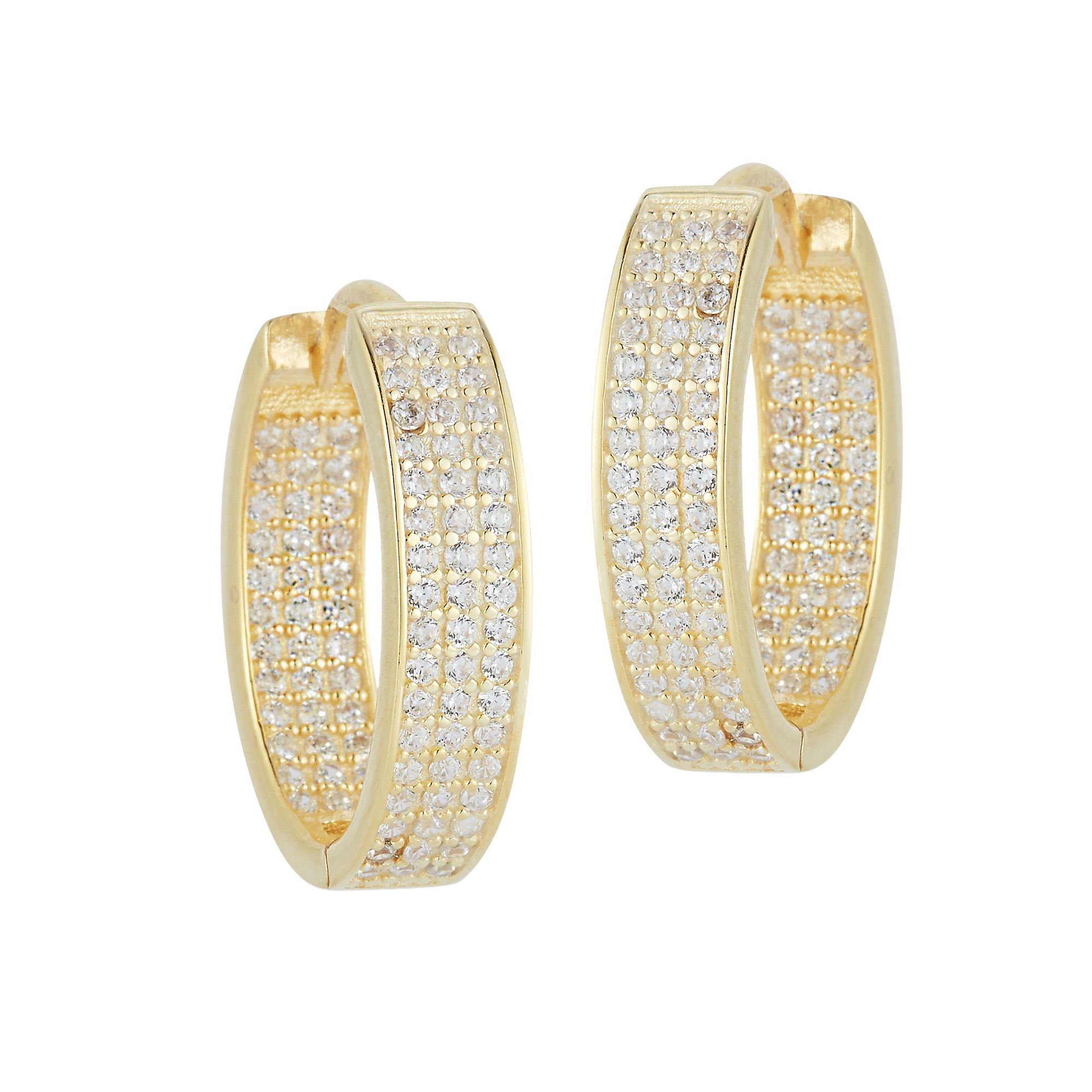 Sunkissed Sterling Cubic Zirconia Inside-Outside Oval Hoop Earrings, Women