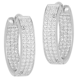 Sunkissed Sterling Cubic Zirconia Inside-Outside Oval Hoop Earrings