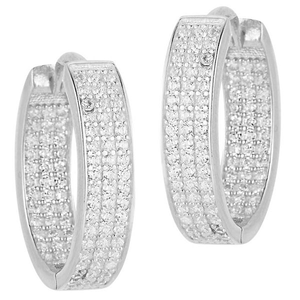 Sunkissed Sterling Cubic Zirconia Inside-Outside Oval Hoop Earrings