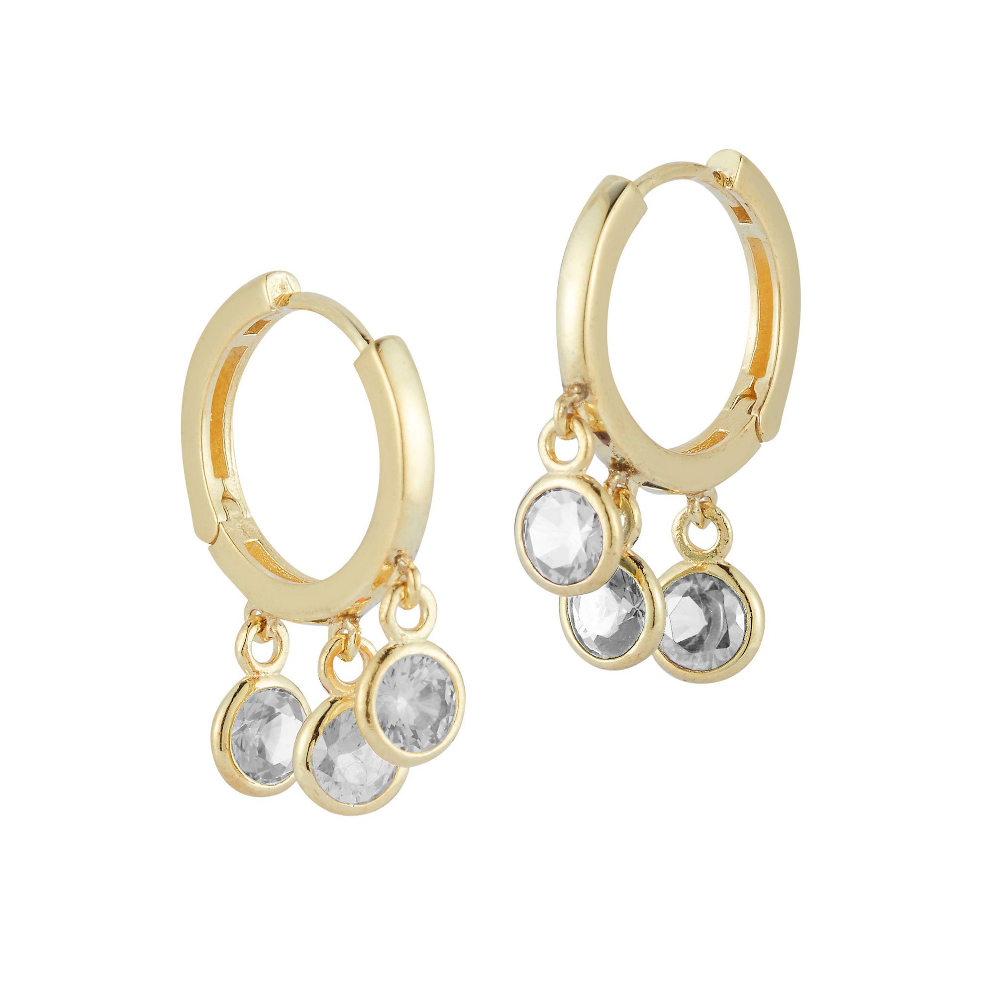 Sunkissed Sterling Cubic Zirconia Dangle Charm Huggie Hoop Earrings, Women