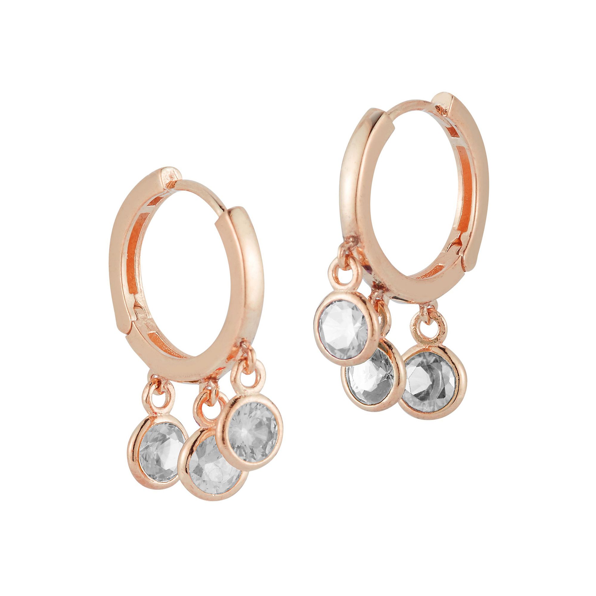 Sunkissed Sterling Cubic Zirconia Dangle Charm Huggie Hoop Earrings, Women