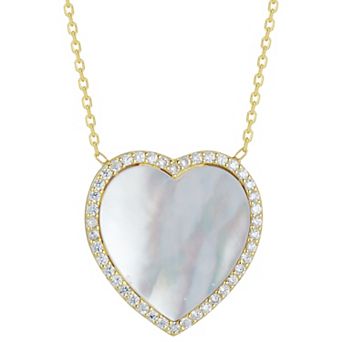Sunkissed Sterling Cubic Zirconia & Mother-of-Pearl Heart Necklace