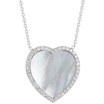 Sunkissed Sterling Cubic Zirconia & Mother-of-Pearl Heart Necklace