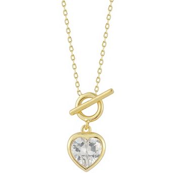 Sunkissed Sterling Cubic Zirconia Heart Toggle Necklace