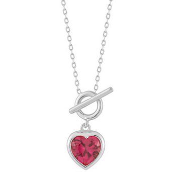 Sunkissed Sterling Cubic Zirconia Heart Toggle Necklace