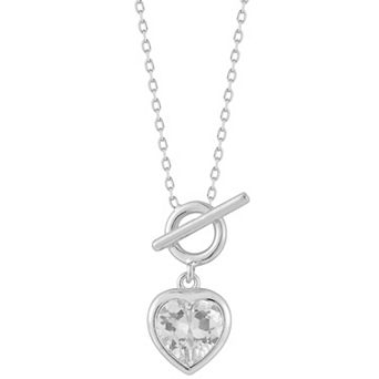 Sunkissed Sterling Cubic Zirconia Heart Toggle Necklace