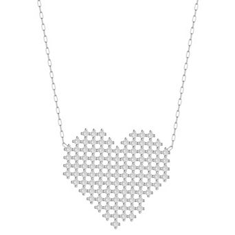 Sunkissed Sterling Cubic Zirconia Pixel Heart Necklace