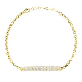 Sunkissed Sterling Sterling Silver Cubic Zirconia Pave Bar Bracelet