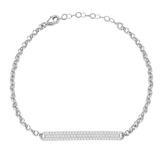 Sunkissed Sterling Sterling Silver Cubic Zirconia Pave Bar Bracelet