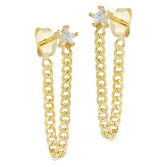 Sunkissed Sterling Cubic Zirconia Curb Chain Drop Earrings