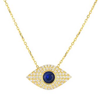 Sunkissed Sterling 14k Gold Over Silver Cubic Zirconia Evil Eye Necklace