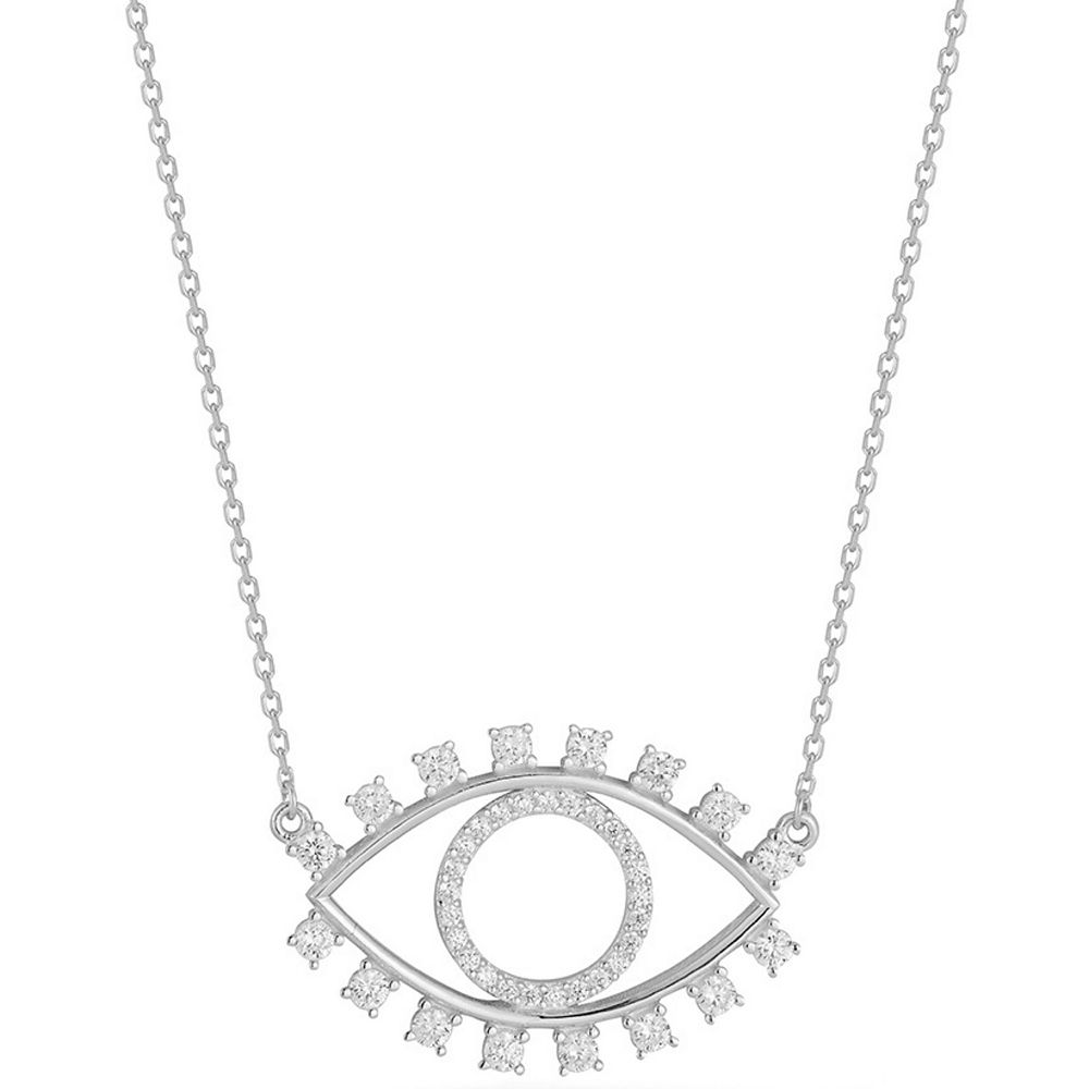 Ag Sterling Cubic Zirconia Evil Eye Pendant Necklace on Holiday Card main image 0