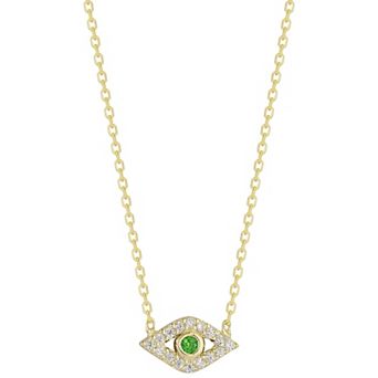 Sunkissed Sterling Cubic Zirconia Dainty Evil Eye Necklace
