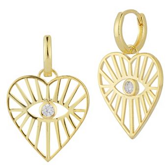 Sunkissed Sterling Cubic Zirconia Open Eye & Heart Earrings