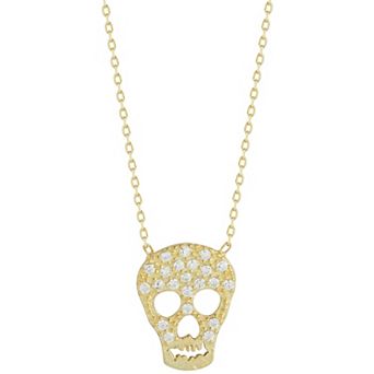 Sunkissed Sterling Cubic Zirconia Skull Pendant Necklace