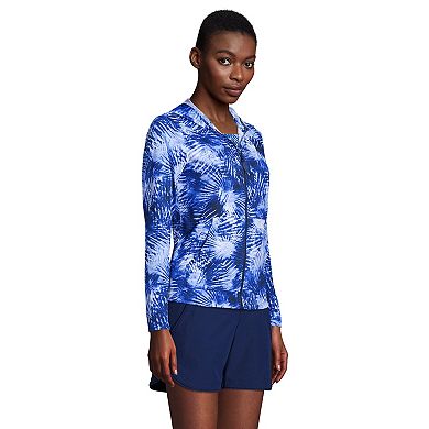 Petite Lands' End UPF 50 Hooded Full-Zip Long Sleeve Rash Guard