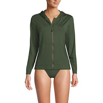 Petite Lands' End UPF 50 Hooded Full-Zip Long Sleeve Rash Guard