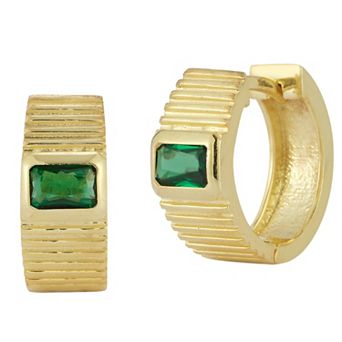 Sunkissed Sterling Cubic Zirconia Vintage Huggie Hoop Earrings