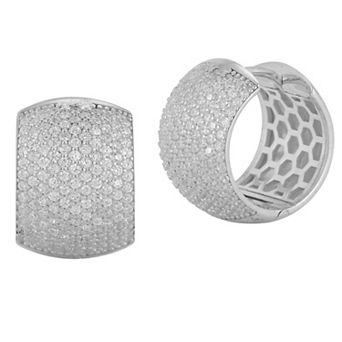 Sunkissed Sterling Pave Cubic Zirconia Huggie Hoop Earrings
