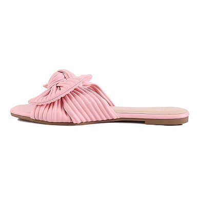 London Rag Women's Sidica Textured-Bow Slide Sandals