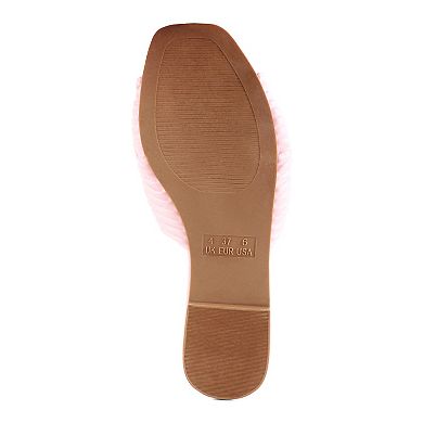 London Rag Women's Sidica Textured-Bow Slide Sandals