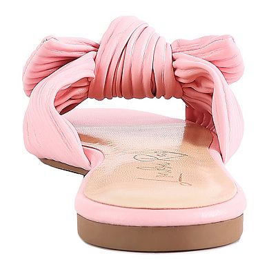 London Rag Women's Sidica Textured-Bow Slide Sandals