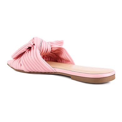 London Rag Women's Sidica Textured-Bow Slide Sandals