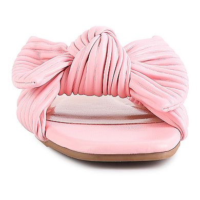 London Rag Women's Sidica Textured-Bow Slide Sandals