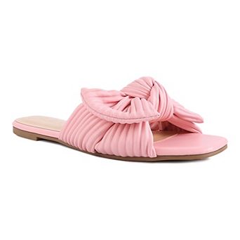 London Rag Women's Sidica Textured-Bow Slide Sandals