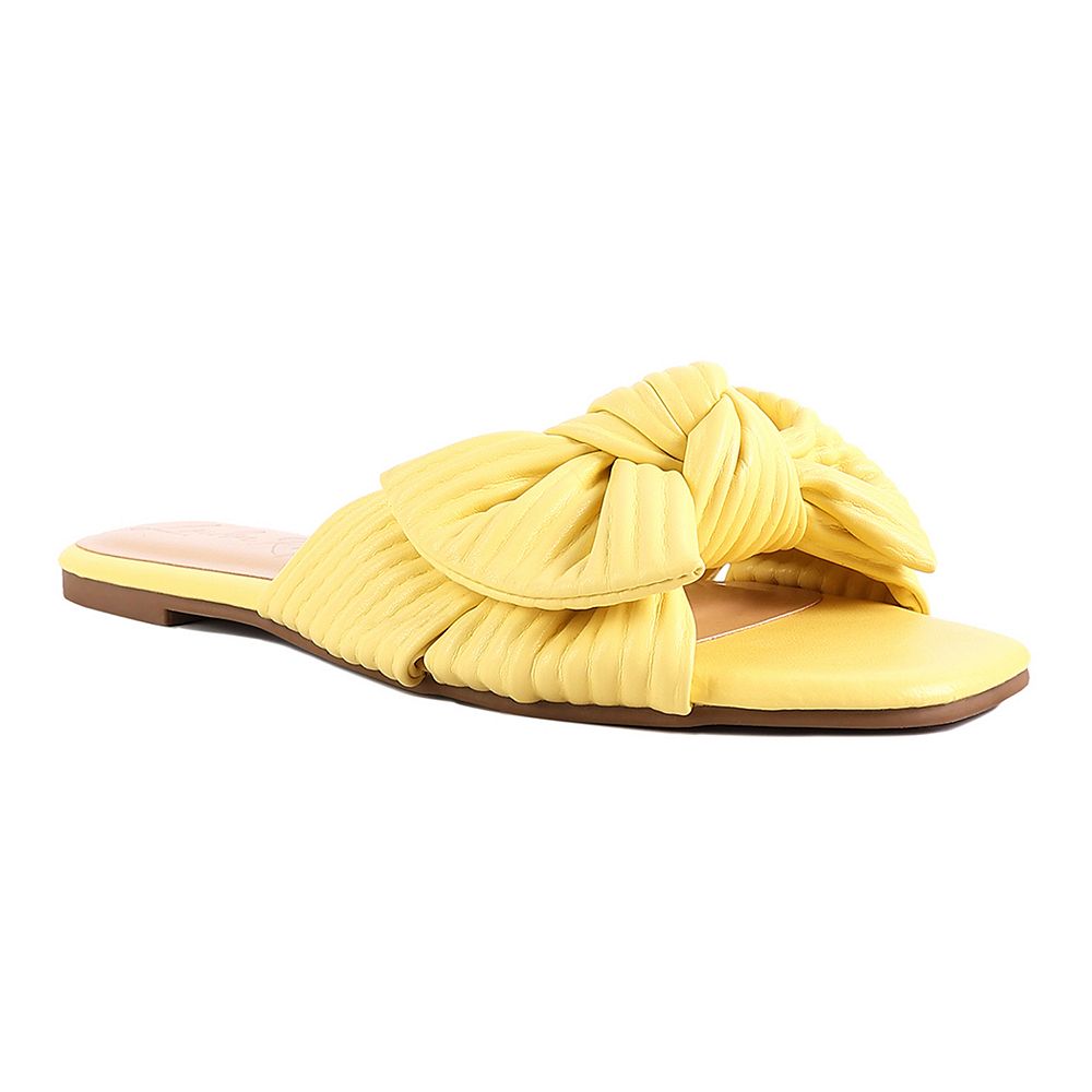 London Rag Women's Sidica Textured-Bow Slide Sandals