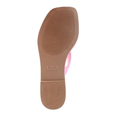 London Rag Women's Rera Square-Toe Thong Slide Sandals