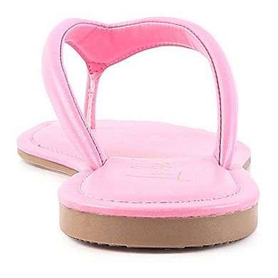 London Rag Women's Rera Square-Toe Thong Slide Sandals