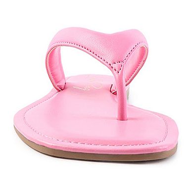 London Rag Women's Rera Square-Toe Thong Slide Sandals