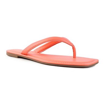 London Rag Women's Rera Square-Toe Thong Slide Sandals
