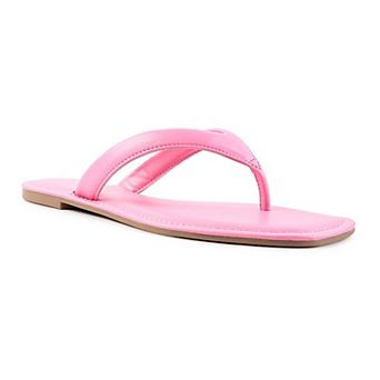 London Rag Women's Rera Square-Toe Thong Slide Sandals