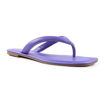London Rag Women's Rera Square-Toe Thong Slide Sandals