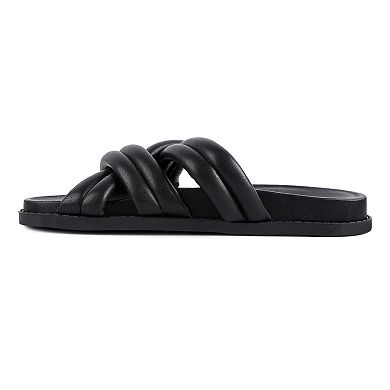 London Rag Women's Tora Quilted-Strap Slide Sandals