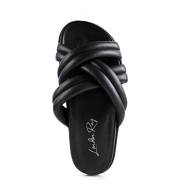 London Rag Women's Tora Quilted-Strap Slide Sandals