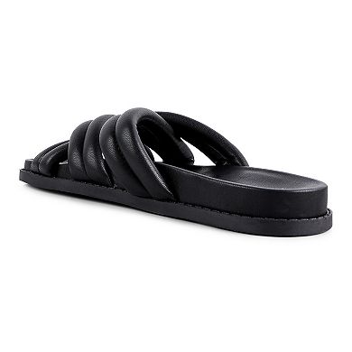 London Rag Women's Tora Quilted-Strap Slide Sandals